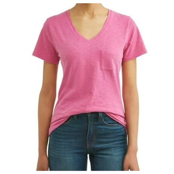 J.Crew 100% Linen V-Neck T-Shirt Pink Size M Women - Picture 1 of 5